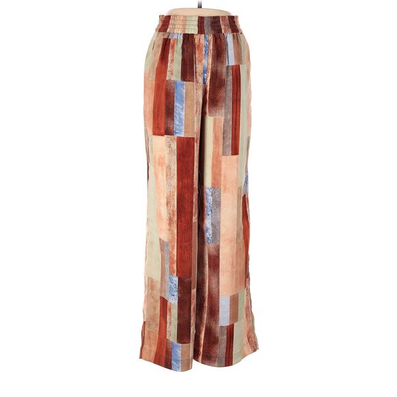 Anthropologie Maison d'Amelie US 8 Brown Abstract Print Wide Leg Pants Boho Art - Picture 2 of 7